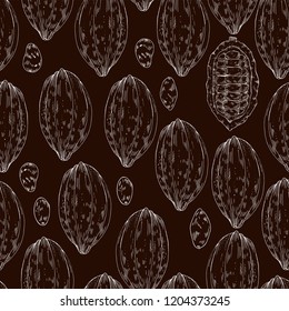 Hand drawn cocoa seamless pattern, vector