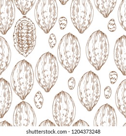 Hand drawn cocoa seamless pattern, vector