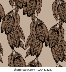 Hand drawn cocoa seamless pattern, vector