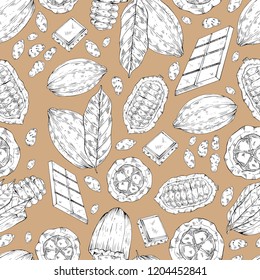 Hand drawn cocoa seamless pattern, vector
