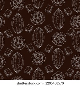 Hand drawn cocoa seamless pattern, vector