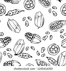 Hand drawn cocoa seamless pattern, vector