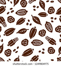 Hand Drawn Cocoa Seamless Pattern, Vector