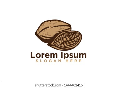 Hand drawn cocoa, Vintage chocolate logo design, Vector illustration