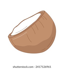 Ilustración vectorial de fruto de coco dibujado a mano. Elemento vectorial de fruta dibujado a mano