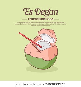 Hand drawn coconut illustration. Indonesian food