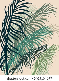 Hand drawn Coconut leave background vector illustration