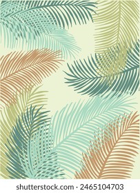 Hand drawn Coconut leave background vector illustration