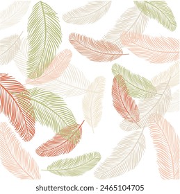 Hand drawn Coconut leave background vector illustration