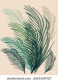 Dibujado a mano de coco dejar Ilustración vectorial de fondo