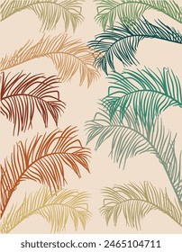 Hand drawn Coconut leave background vector illustration