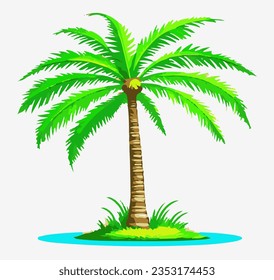 hand drawn coconut  palm trees isolated on white background.