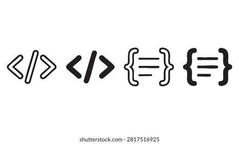 Hand drawn coding and programming syntax symbols set