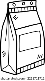 Hand Drawn coffee bag illustration isolated on background