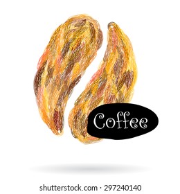 hand drawn coffee bean