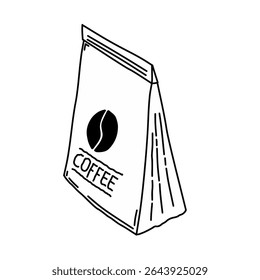 Hand drawn coffee bean bag doodle sketch vector illustration