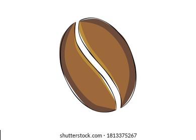 Un grano de café dibujado a mano aislado de fondo blanco. Buen logotipo o elemento de diseño para cualquier proyecto. 