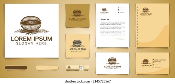 dibujo a mano del logotipo de frijol de café y la plantilla de marca de negocios Diseños Inspiración aislada en fondo blanco