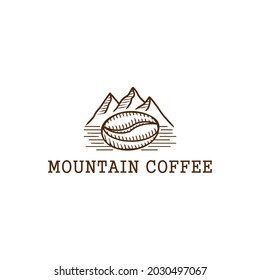 hand drawn coffee bean mountain logo
