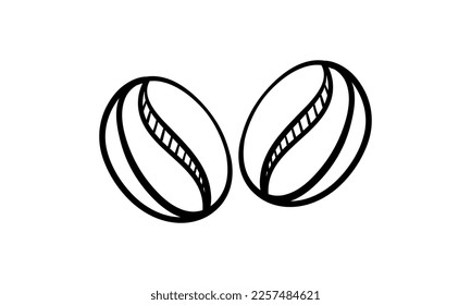 hand drawn coffee bean on white background