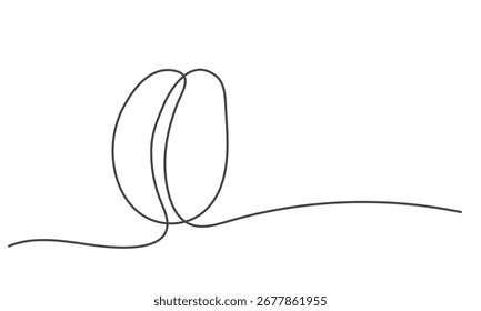 Grano de café dibujado a mano una línea de contorno. Ilustración vectorial
