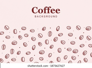 Hand Drawn Coffee Beans Illustration Background template for Coffee shop, cafe, drink, beverages brand Menu, Advertise and Brochure