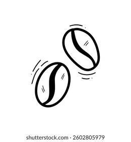 Hand Drawn Coffee Beans Illustration. Doodle Vector. Isolated on White Background - EPS 10 Vector