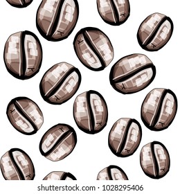 Hand drawn coffee beans seamless pattern. Vector illustration.
Cafe and restaurant menu design.