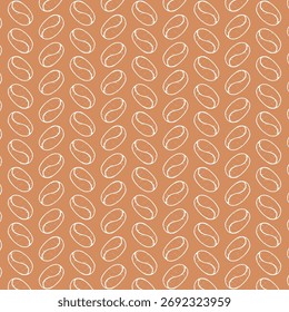 Hand drawn Coffee beans seamless pattern on Brown background