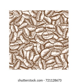 Hand drawn coffee beans. Seamless pattern. Abstract background. Engraved style vector illustration. Template for your design works.
