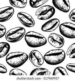 Hand drawn coffee beans set. Vector illustration