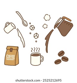 Hand drawn coffee break icons vector set