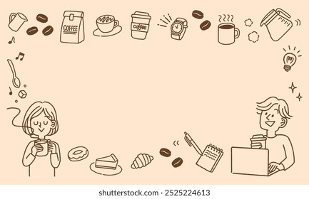 Hand drawn coffee break icons background image