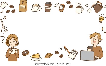 Hand drawn coffee break icons background image