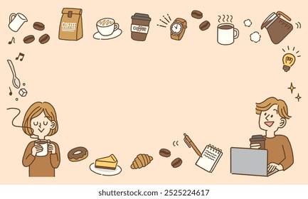 Hand drawn coffee break icons background image