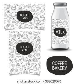 hand drawn coffee cafe background and package vector illustration