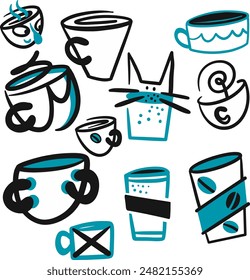 Colección de café dibujado a mano 2