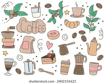 Hand drawn coffee concept set