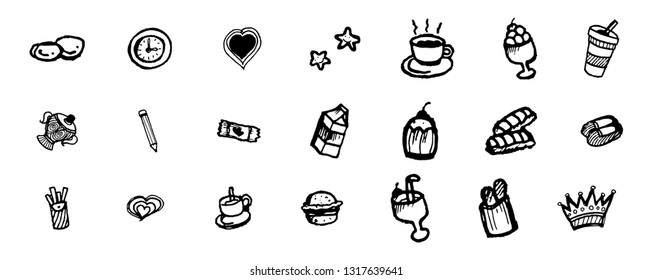 hand drawn coffee and confectionery .