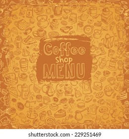 hand drawn coffee and confectionery elements, vector illustration
