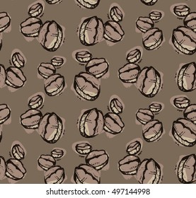 Hand drawn coffee corn pattern. Vector illustration.