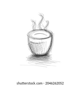 hand drawn coffee cup. doodle coffee cup on white background