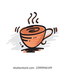 hand drawn coffee cup. doodle coffee cup. cup for coffee, beverage world