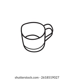 Hand drawn coffee cup doodle icon. Hand drawn black sketch. Sign symbol. Decoration element. White background. Isolated. Flat design. Vector illustration. colouring book.