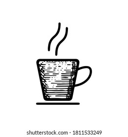 Ilustración del icono de la taza de café dibujada a mano aislada en fondo blanco