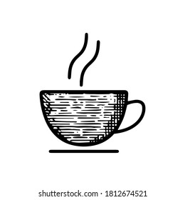 Hand Drawn coffee cup icon vector illustration isolated on white background
