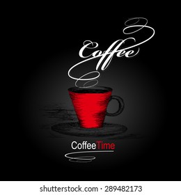 handgezeichnetes Kaffeetassen-Symbol. Vektorgrafik.