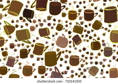 Hand drawn coffee cup illustrations background, good for graphic design, wallpapers or booklets. Cartoon style vector graphic.