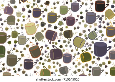 Hand drawn coffee cup illustrations background, good for graphic design, wallpapers or booklets. Cartoon style vector graphic.