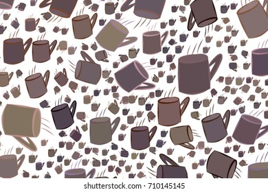 Hand drawn coffee cup illustrations background, good for graphic design, wallpapers or booklets. Cartoon style vector graphic.